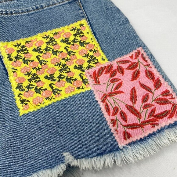 Alice + Olivia Parchwork Route 66 Denim Skirt 25 - Picture 4 of 10